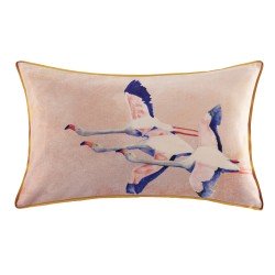 Face du coussin en velours imprimé Flamingo