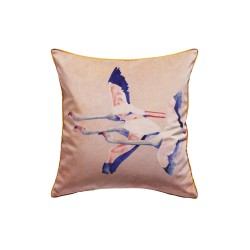 Face du coussin en velours imprimé Flamingo