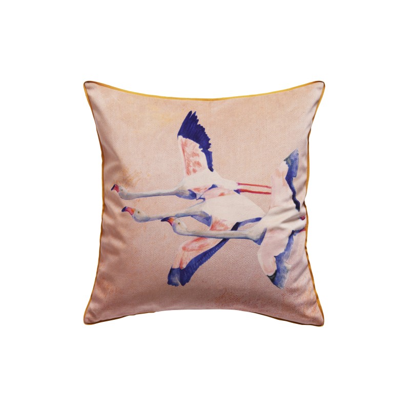 Face du coussin en velours imprimé Flamingo