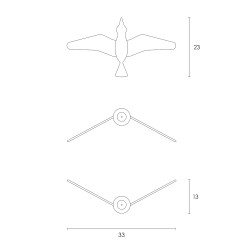 Dimensions oiseau en chêne massif à suspendre