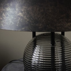Lampe demi-sphère verre et métal aspect laiton vieilli