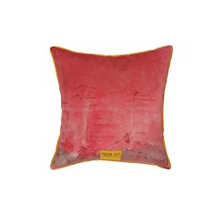 Dos du coussin en lin imprimé Monumento rose