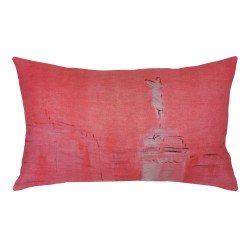 Coussin en lin imprimé Monumento rose