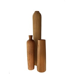Trois vases soliflore - combinaison de chêne massif et orme des montagnes